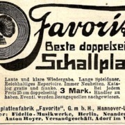 Annonce Favorite Schallplatten 1909 v