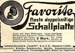 Annonce Favorite Schallplatten 1909 v