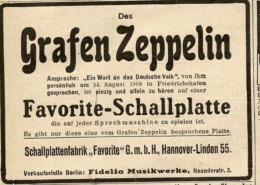 Anzeige Favorite Schallplatte 1909 v