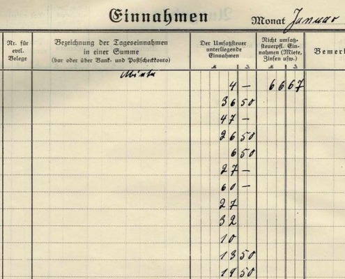 Kaspar Schenk Einnahmen Febr 1930 v