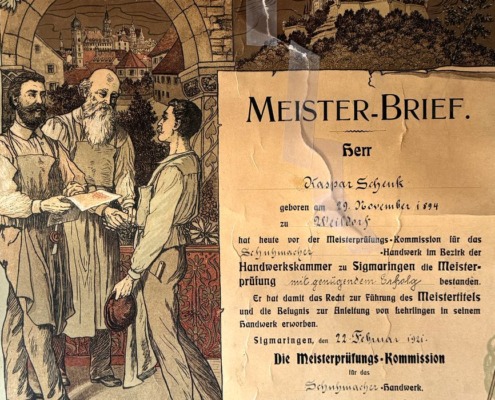Meisterbrief Kaspar Schenk 1921
